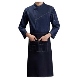OrderChef's 7 Minute Sleeve Chef Clothes Design Snap Button Pencil Pocket DesignSimple Cuff Chef Clothes Denim Chef Clothes Supplier SKKI085 OrderChef's 7 Minute Sleeve Chef Clothes Design Snap Button Pencil Pocket DesignSimple Cuff Chef Clothes Denim Chef Clothes Supplier SKKI085